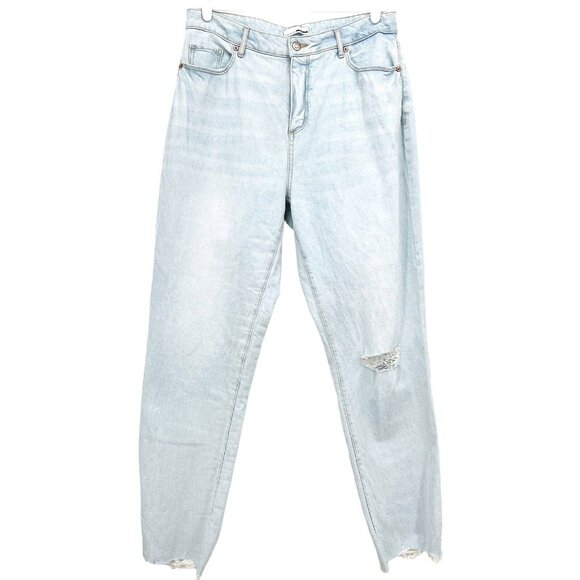 LOFT Women's Distressed High Rise Raw Hem Blue Denim Jeans Size 30/10 W32"xL30" - Picture 1 of 12